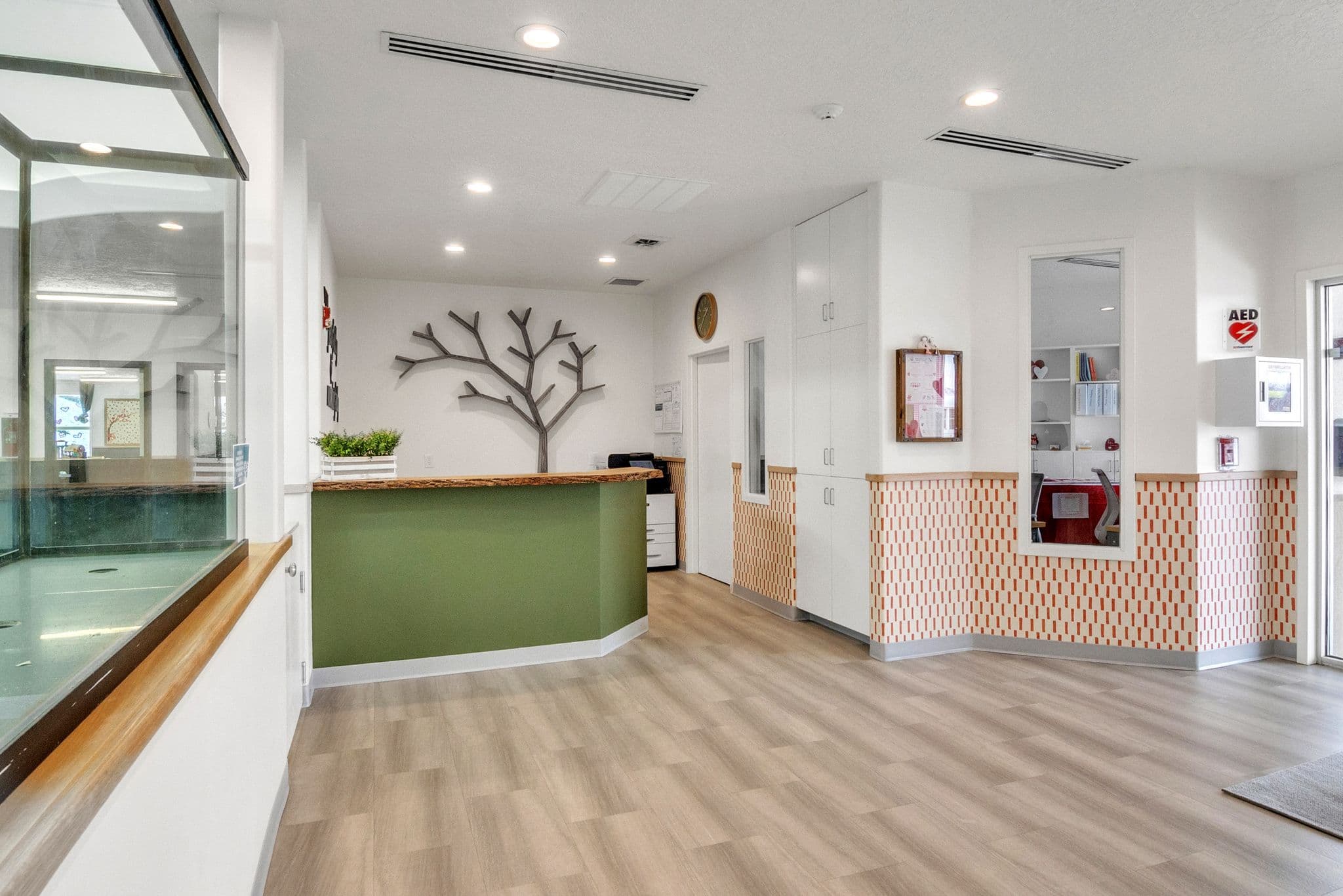 Trinity Learning Center foyer and reception area tenant improvement by OVI contractor Boise