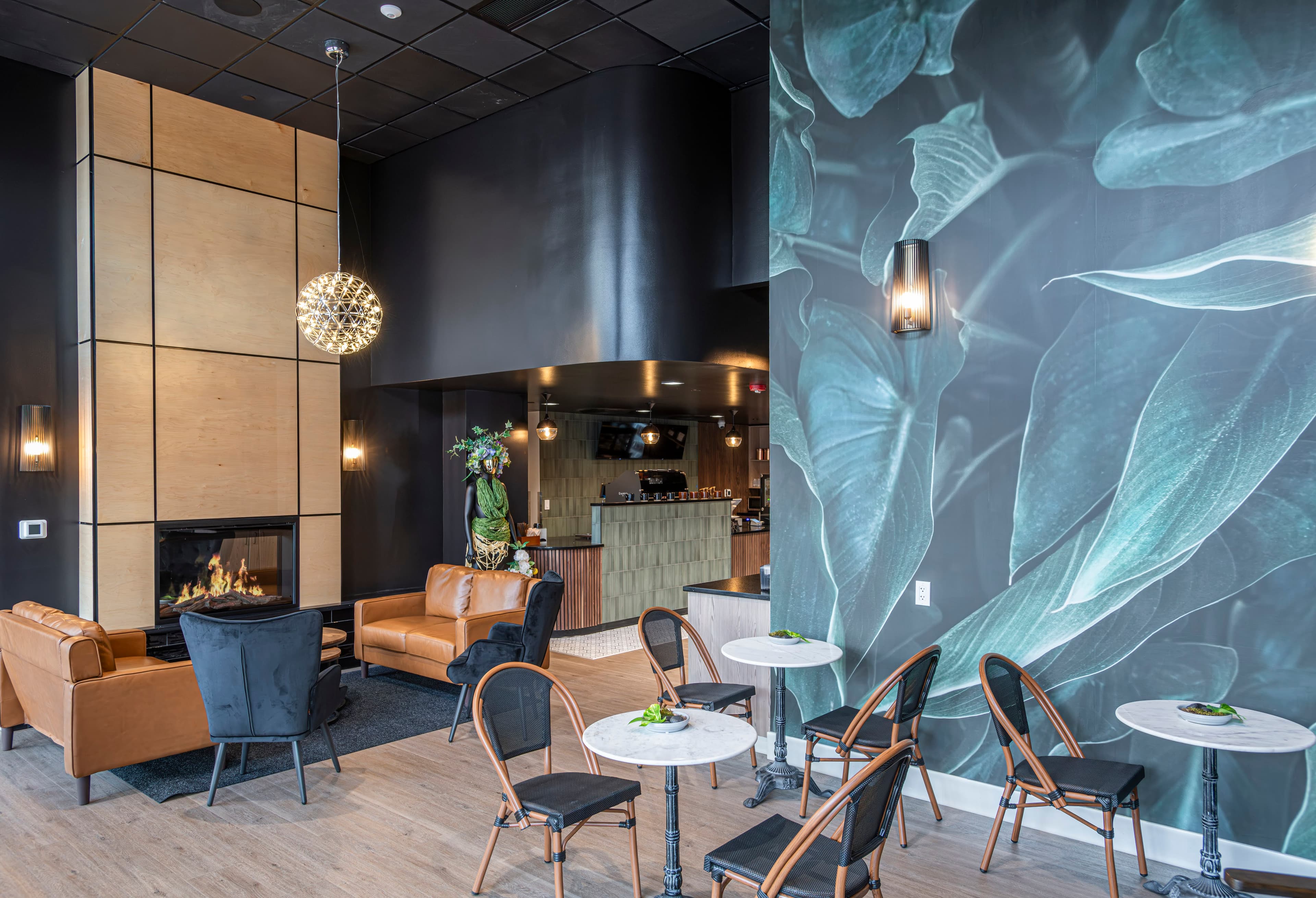 Modern salon work area with custom millwork in historic Veltex Building Boise Idaho