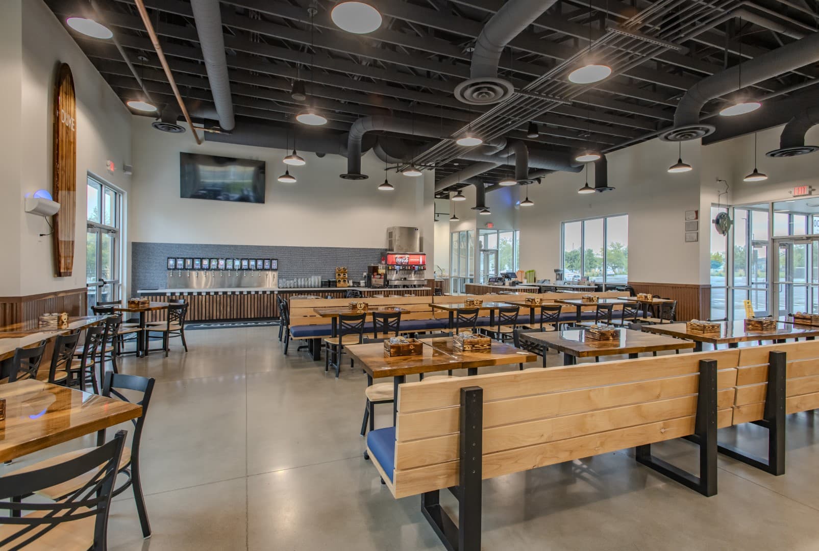 Longboards Beach Fired Pizza dining area restaurant construction Nampa Treasure Valley