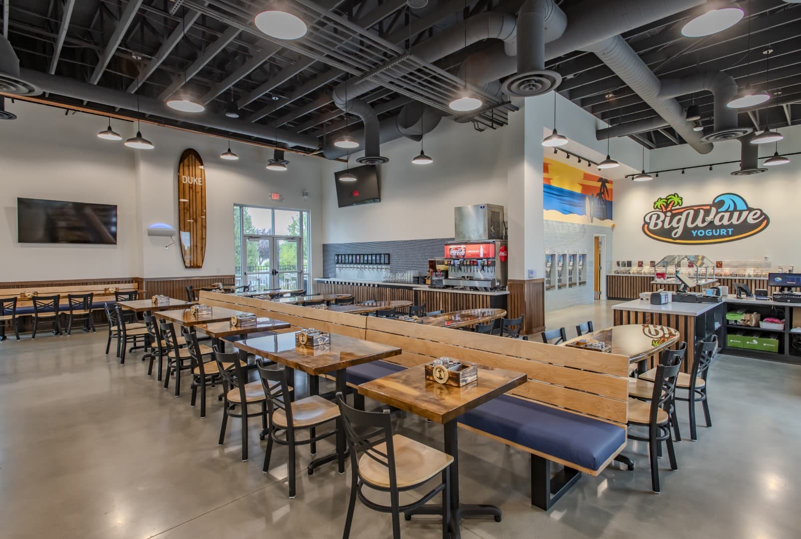 Longboards Pizza dining room setup restaurant construction Nampa Treasure Valley